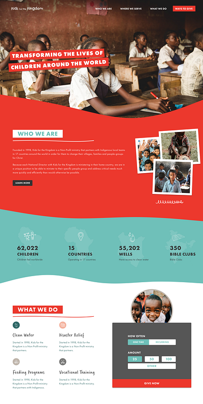 Kids For The Kingdom - Web Design Landing Page