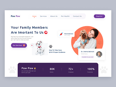 Veterinary Medical Website Design animalcare cat catfood dog lovers health homepage landing page medical mockup pet pet food pet health petshop typography ui ux veterinary vets web design website design