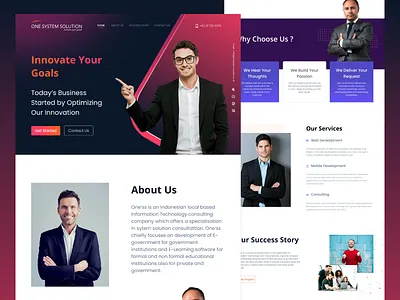 One System Solution Landing Page Design Version 1 college web design company consultant corporate design graphic design it consultant landing page ui web design