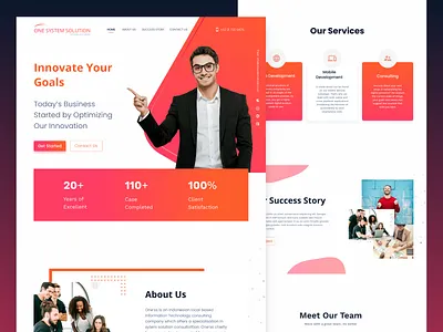 One System Solution Landing Page Design Version 2 college web design company consultant design graphic design it consultant landing page ui web design