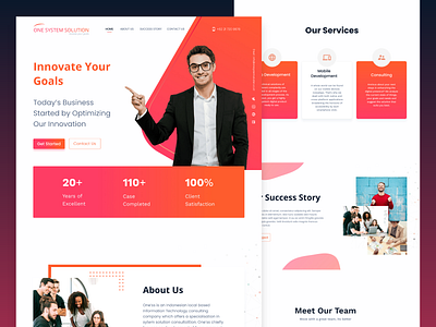 One System Solution Landing Page Design Version 2 college web design company consultant design graphic design it consultant landing page ui web design