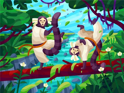 Capoeira dancers illustration