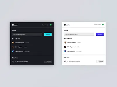 Share Modal dark dashboad design interface modal share ui ux white