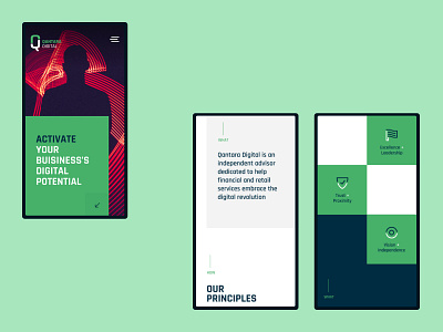Q Digital - Mobile Screens branding corporate design finance investment logo typography ui ux vector wealth management