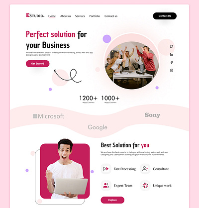 EStudio Landing Page. home page homepageoflandingpage landing landing page landingpage landingpagedesign ui user experience user experience of landing page user interface ux webdesign website