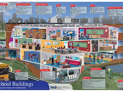 Cutaway of a school adobe illustrator cutaway design diagam graphic design illustration infographic newspaper publication