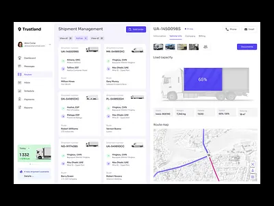 Trustland - Logistic Management App cargo dashboard delivery logistic management ship shipment supply tracking transportation truck uiux