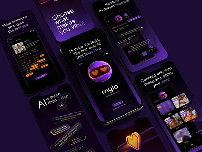 MYLO.AI Innovative Dating App 3d app branding dating graphic design love relationship ui