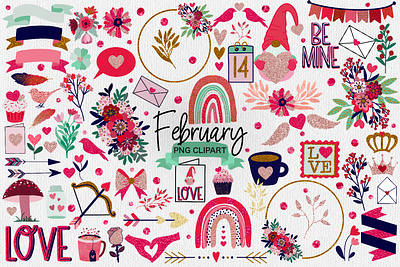 February Clipart valentine sublimation