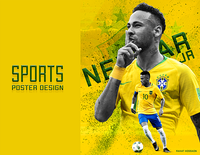 Neymar Sports Poster branding design flat football graphic design icon illustration illustrator logo neymar neymar sports poster sports poster ui vector