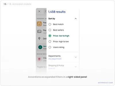 Accordion UI design mobile filters app design figma templates ui ui kit ux
