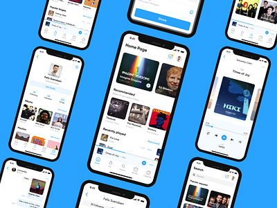 BLUEBIRD - Social network for audiophiles app blue concept design figma ios iphone messenger mobile music network social ui ux web