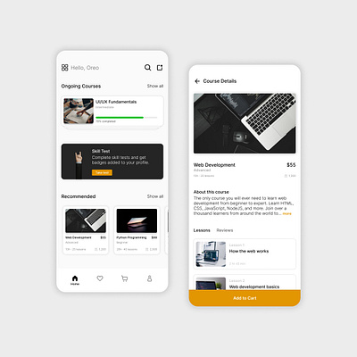 Online Course App app course design ui ux