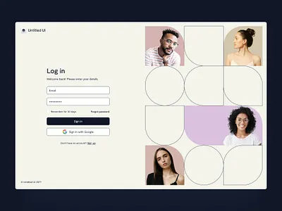 Log in page — Untitled UI design system figma geometric shapes geometry log in login minimal minimalism signup simple split ui kit webflow
