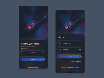 Login - Sign up page in Dark Theme - Neumorphic design dailyuichallenge darktheme ios login mobile neumorphic design signup trending ui