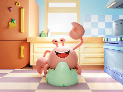 Crab pooping cooker crab crab3d floor fridege fun indoor interior kitched kitchenmodel lowpoly poop rooms shit soap sunrise tap toilerseat toilet window