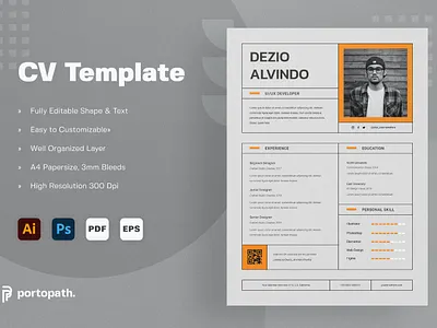 CV Template clean clean resume cover letter cv cv design cv resume cv template design graphic design job job cv minimal minimal resume modern modern resume professional professional resume resume resume design resume template