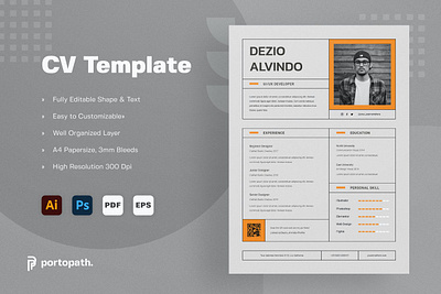 CV Template clean clean resume cover letter cv cv design cv resume cv template design graphic design job job cv minimal minimal resume modern modern resume professional professional resume resume resume design resume template