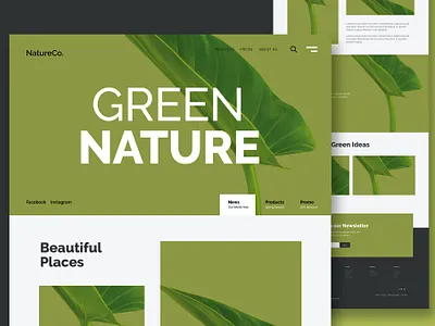 Green Nature - Website app design green green nature html illustration landing landing page logo multipurpose nature one page purpose shop ui ui design ux ux design web website