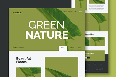 Green Nature - Website app design green green nature html illustration landing landing page logo multipurpose nature one page purpose shop ui ui design ux ux design web website