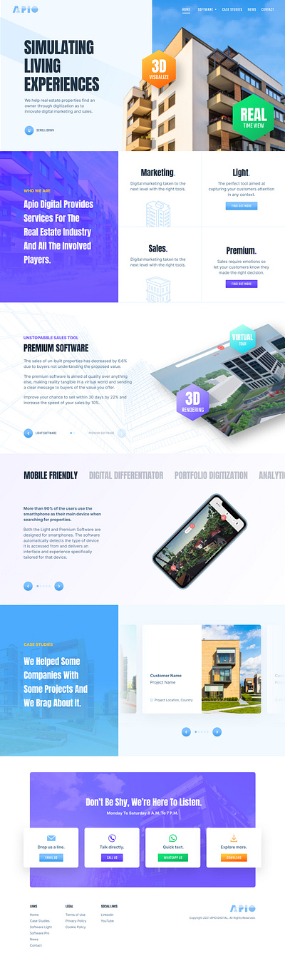 APIO Digital Website Design (Homepage) 3d buildings 3d models 3d visualization architecture website sales tool ui web design website design website revamp