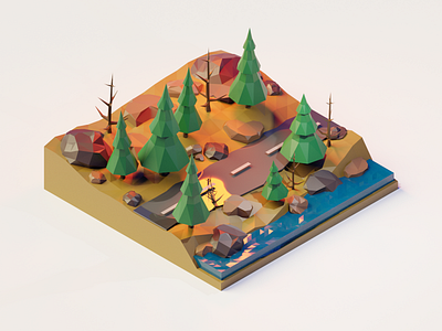 Forest Road 3d animation art blender blender3d branding c4d design forest graphic design graphix illustration isometric lowpoly modeling motion graphics road ui vector web