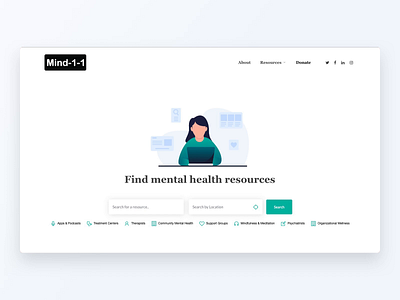 Mind-1-1 Mental Health Resources Website design directory illustration mental health mind mindfulness resources search search function typography ui ux web design website wordpress