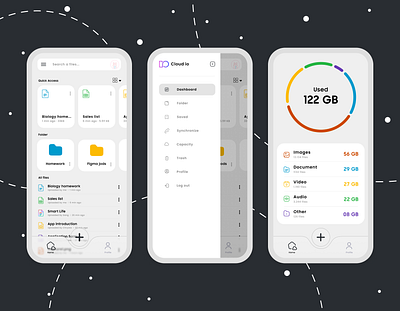 Cloud io - File Manager App branding cloud io design file file manager files graphic design icon manager smart ui ux vector