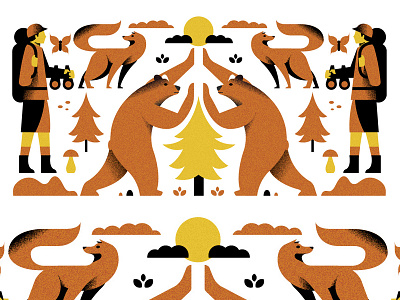 In the woods (PSE ‘21) animals character editorial grain graphic design illustration