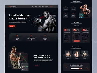 GYM ING || Fitness Landing page 2021 2021 trend business dark theme dark ui design fitness gym landing page product product design typography ui ux web template website design