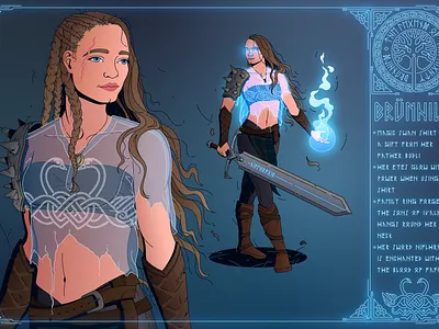 Brünhild characterdesign design fantasy graphic design illustration illustrator lineclair mythology vector