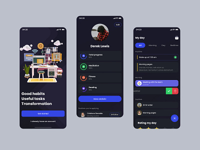 Transformation - app for habits app clean daily ui dailyu design fitness following habits meditation popular routine schedule smart task task tracker ui ux