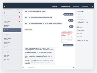 Internal facing chat interface for bill negotiation bill negotiation chat internal ui