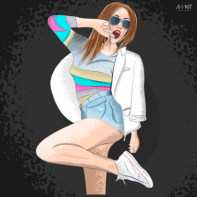 Illustration - The Crazy Girl clean illustration vector