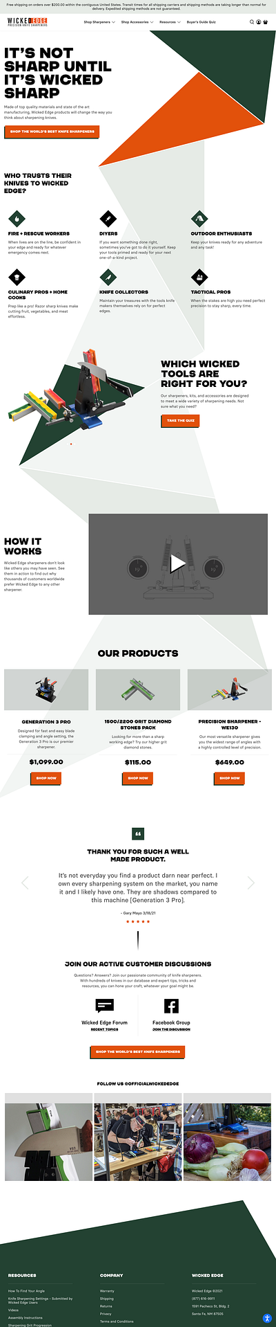 Wicked Edge Website design shopify ui ux web website