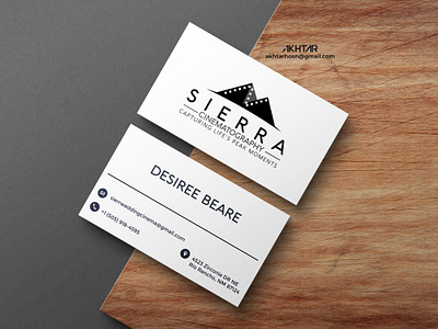 Sierra Cinematography Business Card 3d animation branding businesscardadelaide businesscarddesigner businesscardholder businesscardtemplate design graphic design illustration logo minimal motion graphics print design real estate logo design salon businesscard spa business card ui upwork logo