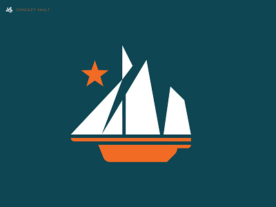 Manolin II (Concepts Vault) aquaculture boat bold brand brand identity geometric identity logo logo design logodesign mark modern orange sail seafood ship teal typography white