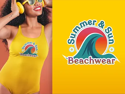Summer & Sun Beachwear bathing branding logo logo design swim swimsuit yellow