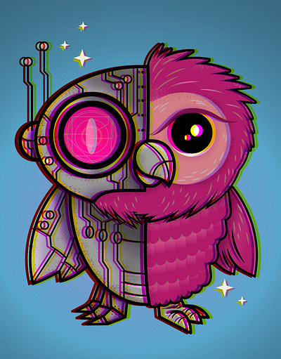 Robo-Owl character illustration robot