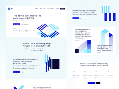 Buf CLI – Product Page api buf clean developers devs engeneers high tech landing page lp minimal product protobuf protocol buffers ui ux web web design webdesign website website design