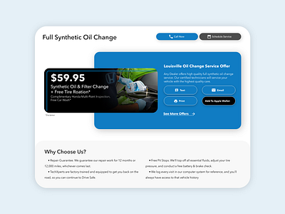 Automotive Single Coupon Page design ui ux web website design