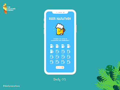 Glass counter #dailycacatoes @design @ui beer beermarathon blue challenge counter dailycacatoes dailyui design glasscounter mobile thecacatoestheory ui useinmoderation