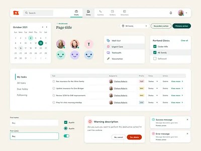 Scout UI | Elements atomic design avatar brand branding components date picker design system figma healthcare inputs layout medical modal navigation styles table typography ui ux web design