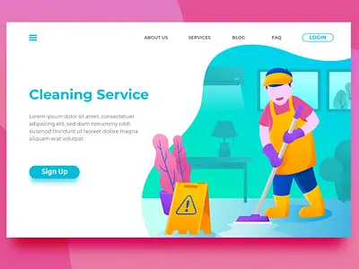 Cleaning Service - Landing Page app back background backup backupgraphic branding chand cleaning creative design flat hero illustration modern service surotype ui ux web website