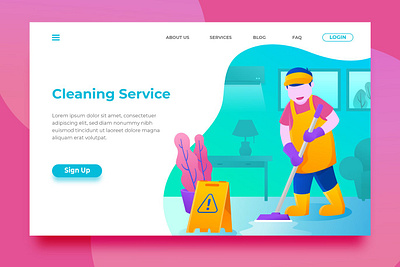 Cleaning Service - Landing Page app back background backup backupgraphic branding chand cleaning creative design flat hero illustration modern service surotype ui ux web website