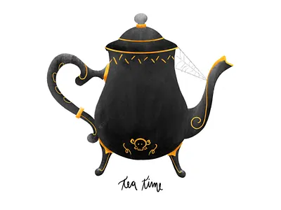 inktober: tea time challenge halloween inktober procreate skull spooky tea tea pot texture
