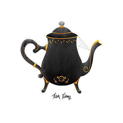 inktober: tea time challenge halloween inktober procreate skull spooky tea tea pot texture