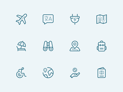 Icons x Travel icon icondesign iconfamily iconography icons iconset illustration linework travel twotone ui