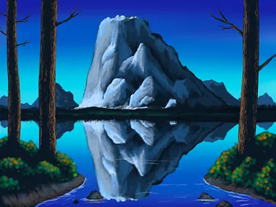 Lake View bob ross digital illustration illustration ipad pro art