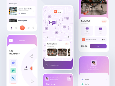 Parking Mobile App Exploration bike book booking bus car find parking mobile parking nearby park park park app park uiux parking parking app parking space route ui ux van vehicle vr park